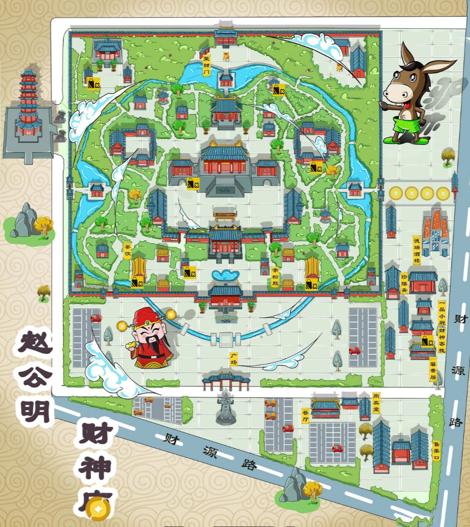丘北寺庙类手绘地图